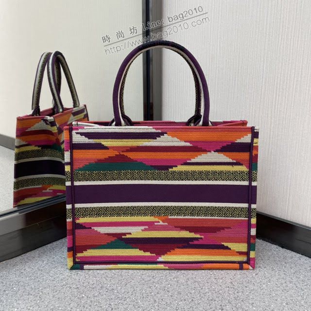 Dior女包 迪奧Book Tote彩虹小號托特包 Dior刺繡購物袋  dfk1820